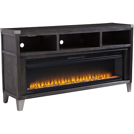 Large TV Stand with Fireplace Insert