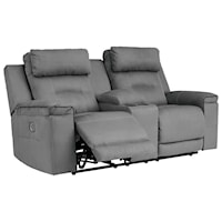 Contemporary Power Reclining Loveseat with Console and Power Headrests
