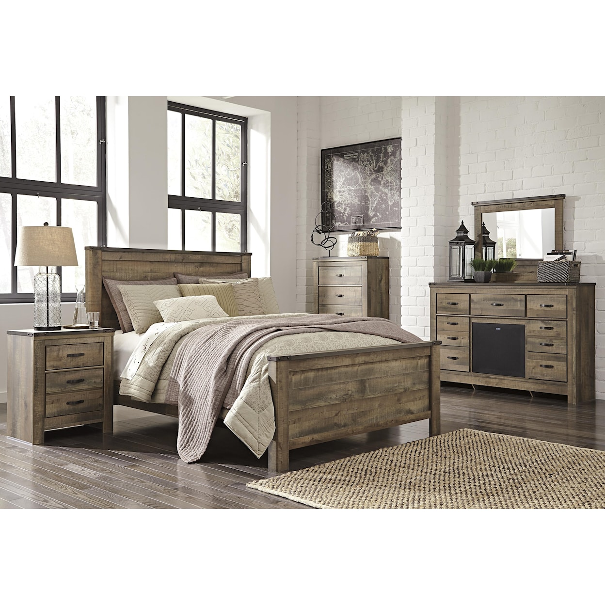 Signature Design by Ashley Trinell Queen Panel Bed Package