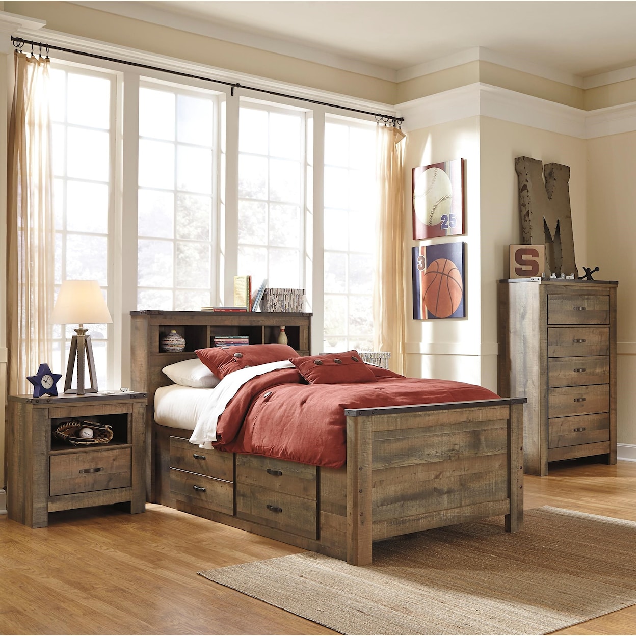 Signature Design by Ashley Trinell 6 Piece Twin Bookcase Bedroom Set