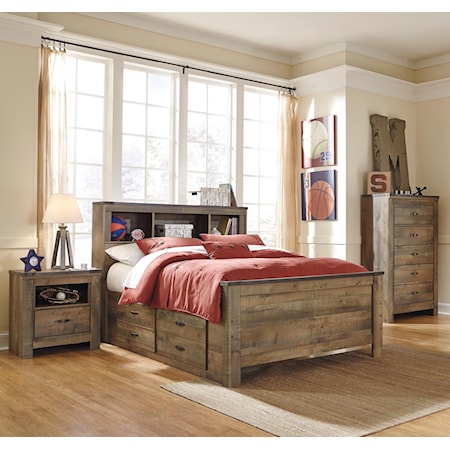 6 Piece Full Bookcase Bedroom Set