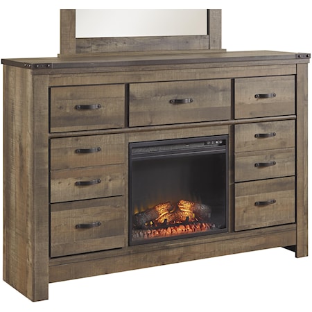 Dresser with Fireplace Insert