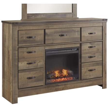 Dresser with Fireplace Insert