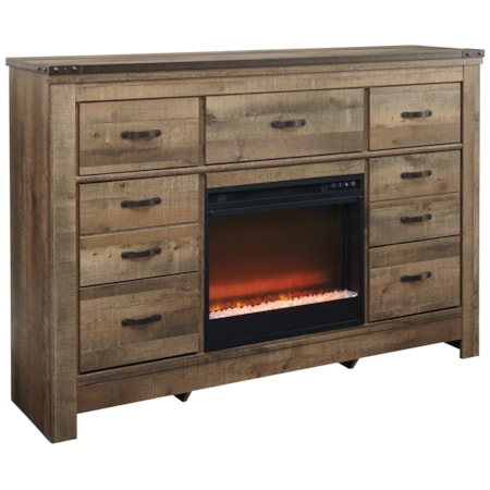Dresser with Fireplace Insert