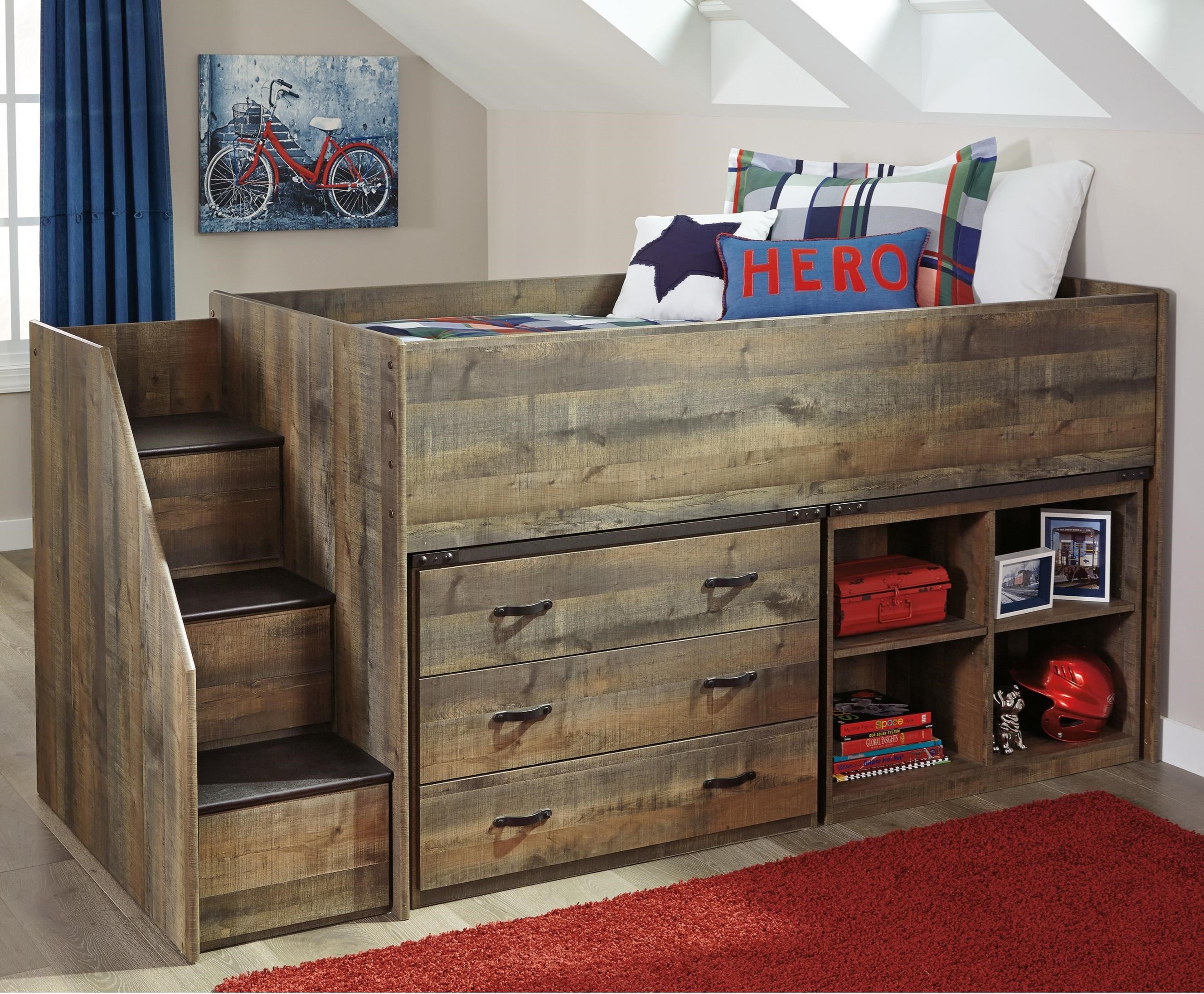 Loft Bed w/ Stairs, Bookcase, & Drawers