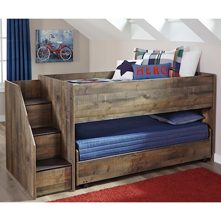 Loft Bed with Storage Stairs & Caster Bed