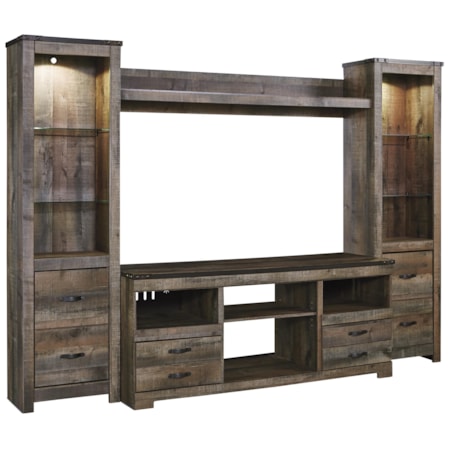 Large TV Stand & 2 Tall Piers w/ Bridge