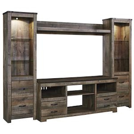 Large TV Stand & 2 Tall Piers w/ Bridge