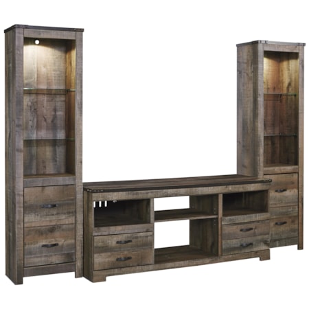 Large TV Stand & 2 Tall Piers