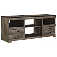 Rustic Large TV Stand with Metal Rivet Detail