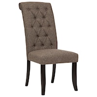 Dining Upholstered Side Chair with Button Tufting and Roll Back Design