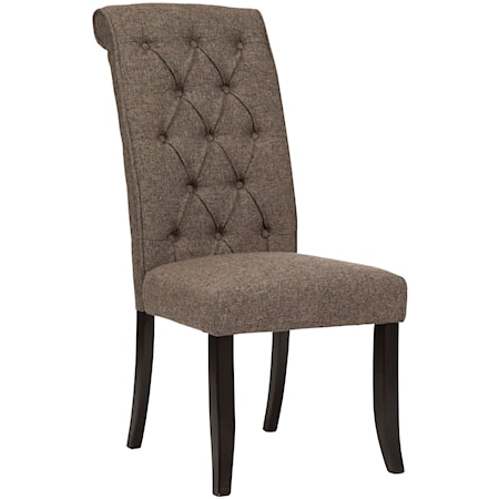 Dining Upholstered Side Chair with Button Tufting and Roll Back Design