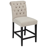 Upholstered Barstool in Linen Look Fabric