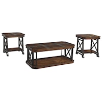 Vintage Casual Occasional Table Set with Slate Tile Inlay