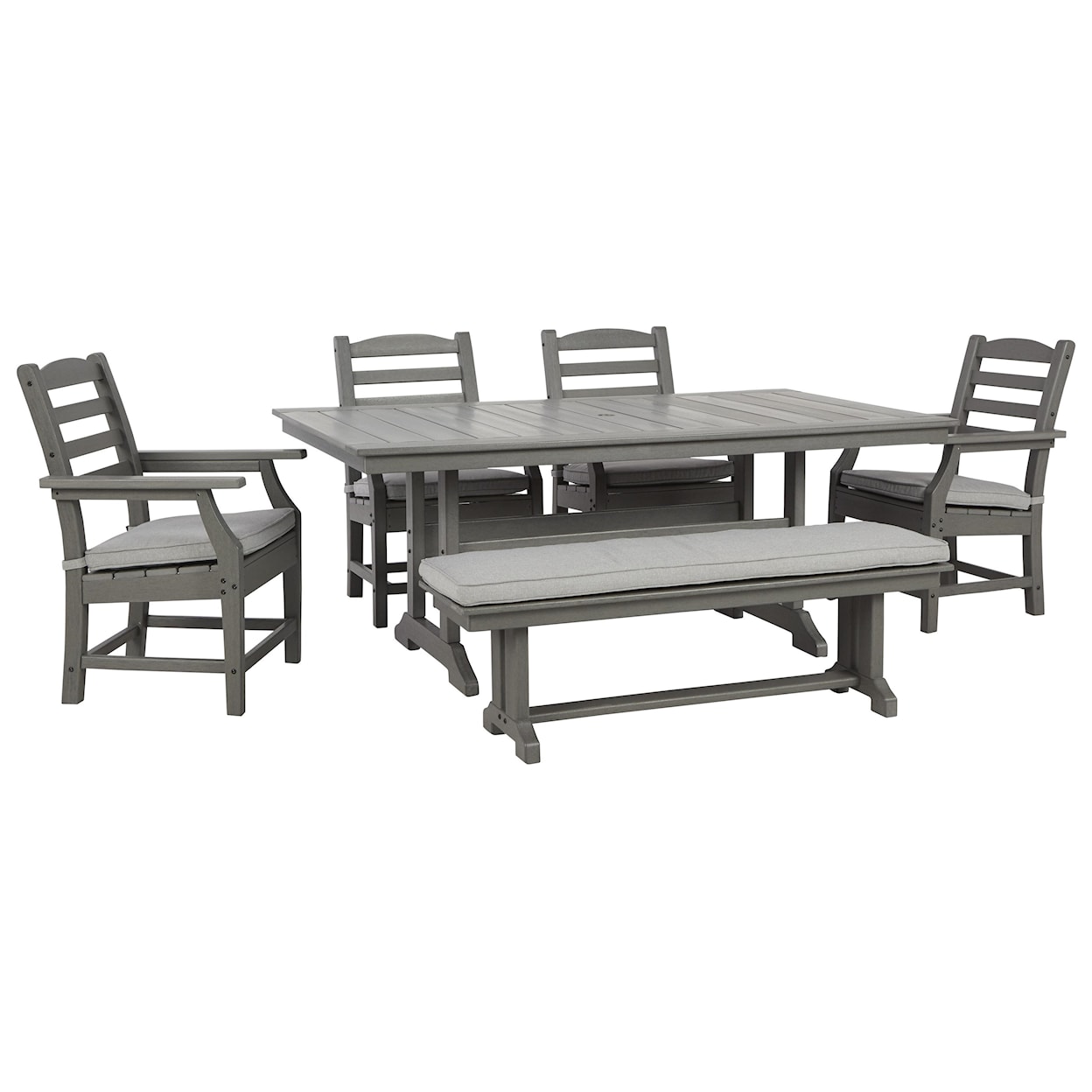 Signature Design by Ashley Visola Dining Set w/ 4 Chairs & Bench