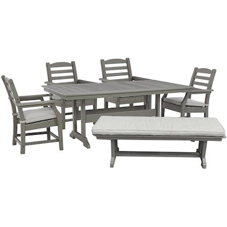 72 Inch Table, Arm Chairs, Bench