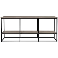 Black Metal Extra Large TV Stand with Rustic Shelves