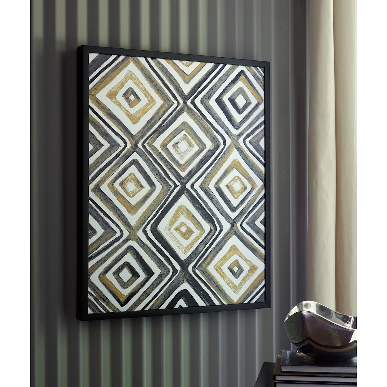 Ashley Furniture Signature Design Wall Art Priela Black/Gold Finish Wall Art