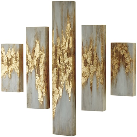 Devlan Gold Finish/White Wall Art Set