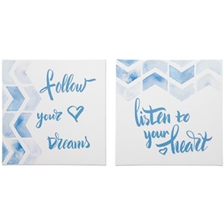 Ellis Teal/White Wall Art Set