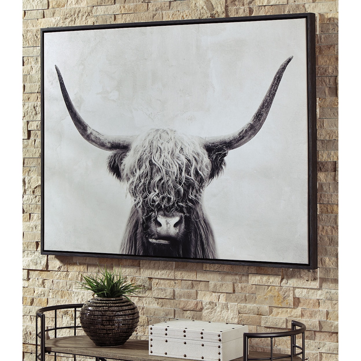 Ashley Furniture Signature Design Wall Art Pancho Black/White Wall Art