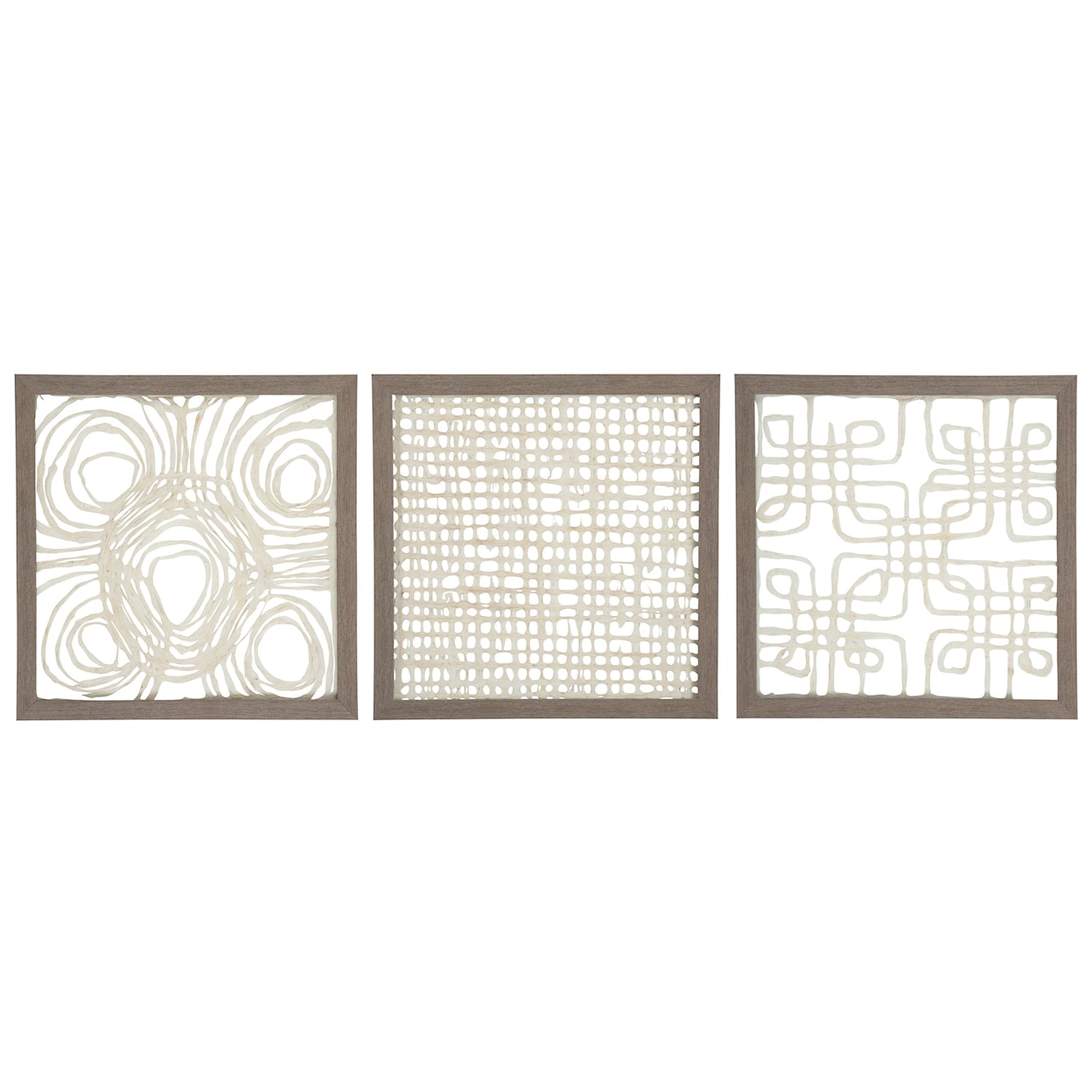 Ashley Furniture Signature Design Wall Art 3-Piece Odella Cream/Taupe Wall Decor Set