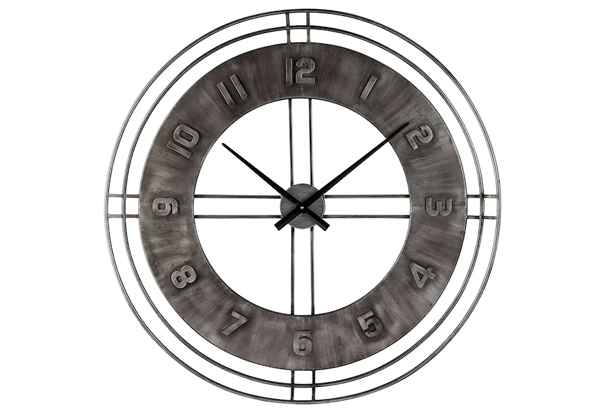Wall Art Ana Sofia Antique Gray Wall Clock by Signature Design by Ashley at Suburban Furniture