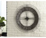 Signature Design by Ashley Wall Art Ana Sofia Antique Gray Wall Clock