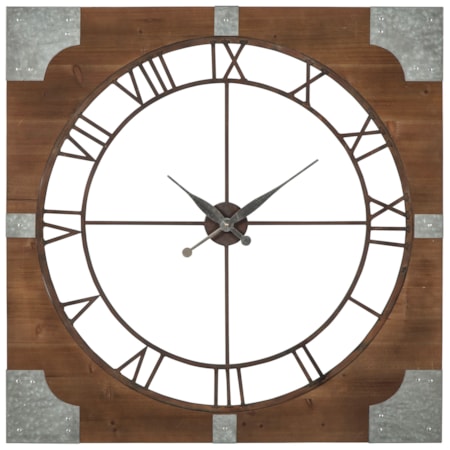 Palila Brown/Silver Finish Wall Clock