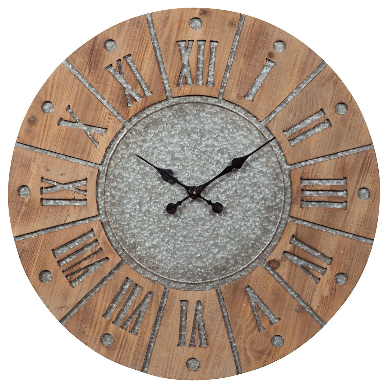 Signature Design by Ashley Wall Art Payson Antique Gray/Natural Wall Clock