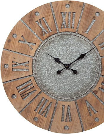 Payson Antique Gray/Natural Wall Clock