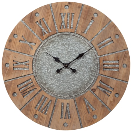 Payson Antique Gray/Natural Wall Clock