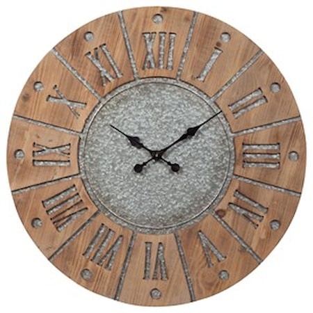 Payson Antique Gray/Natural Wall Clock
