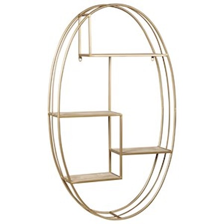 Elettra Natural/Gold Finish Wall Shelf