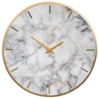 Jazmin Gray/Gold Finish Faux Marble Wall Clock