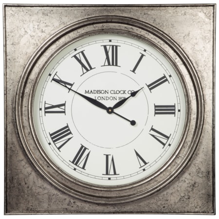 Pelham Antique Silver Finish Wall Clock