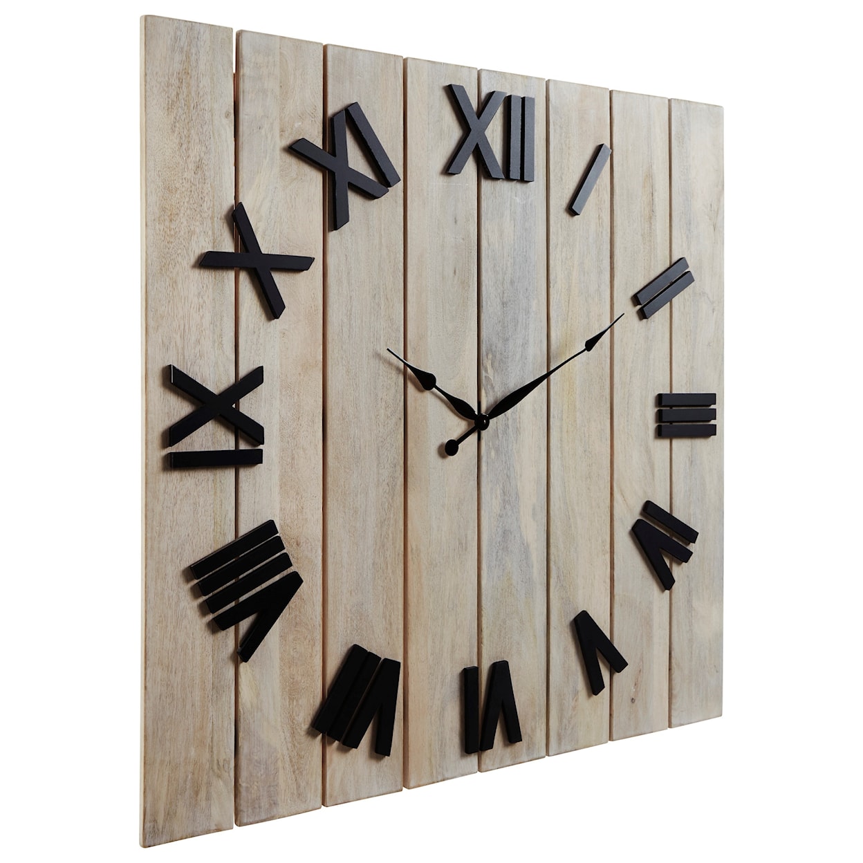 Signature Design by Ashley Wall Art Bronson Whitewash/Black Wall Clock
