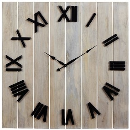 Bronson Whitewash/Black Wall Clock