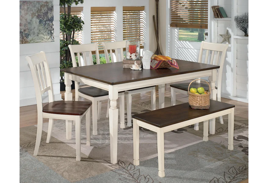 Whitesburg 6-Piece Rectangular Table Set with Bench by Signature Design by Ashley at Furniture Fair - North Carolina