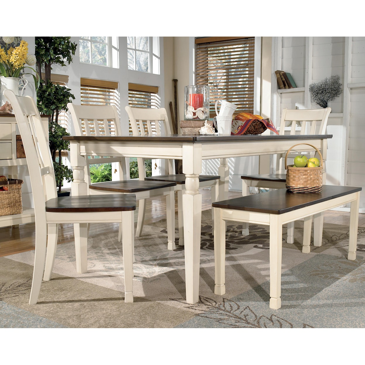 Signature Design by Ashley Whitesburg 6-Piece Rectangular Table Set with Bench