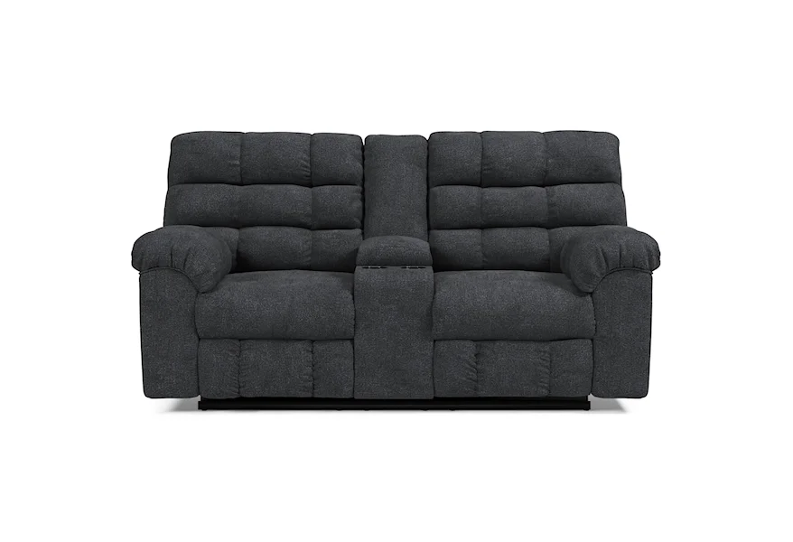 Wilhurst Double Reclining Loveseat w/ Console by Signature Design by Ashley at Dream Home Interiors