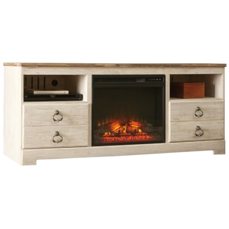 Large TV Stand with Fireplace Insert