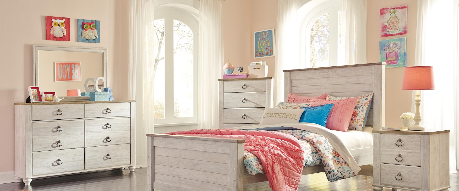 Twin Panel Bed, Nightstand and Chest