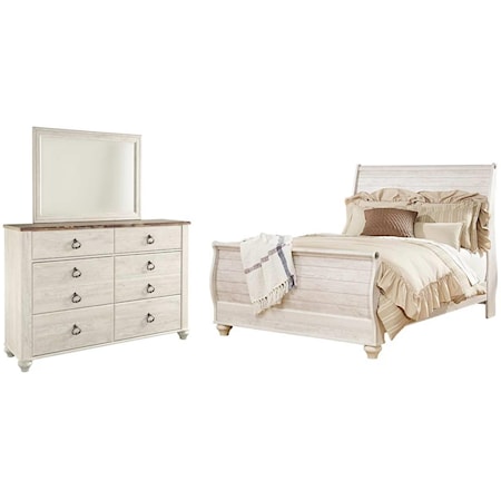 Queen Bed, Dresser & Mirror