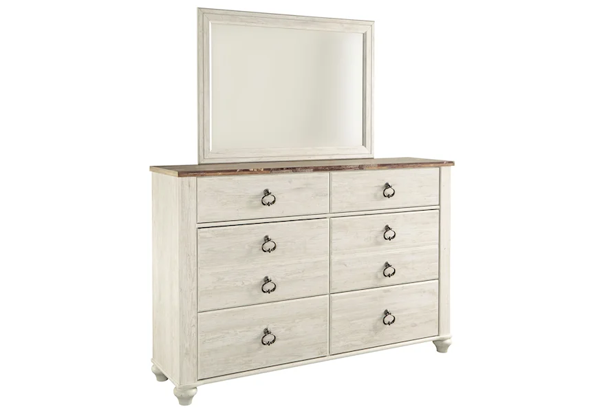 Willowton Dresser & Mirror by Signature Design by Ashley at VanDrie Home Furnishings
