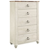 Two-Tone 5-Drawer Chest with Bun Feet