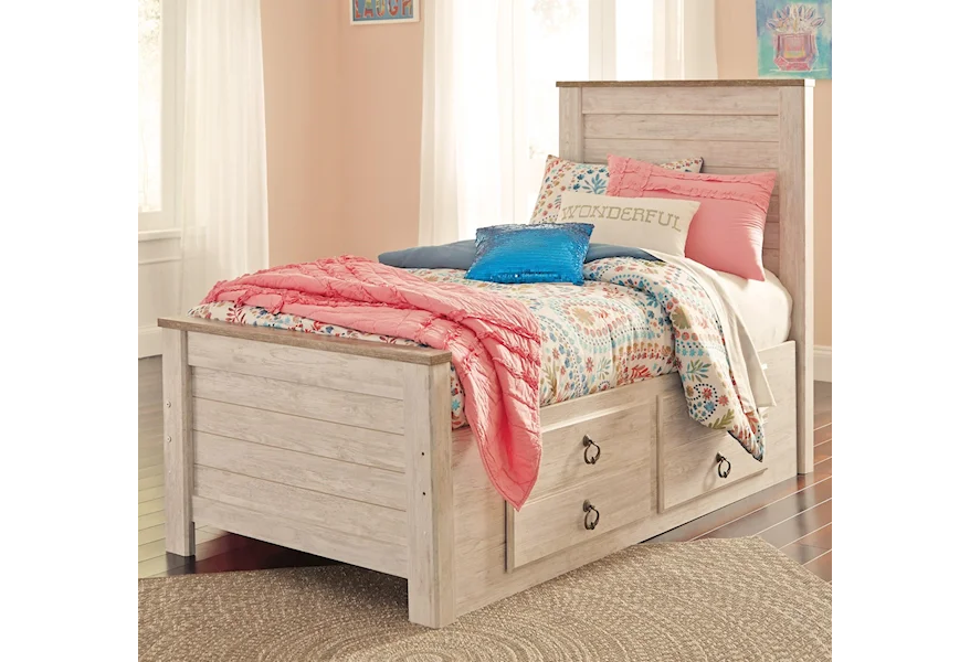Willowton Twin Bed with Underbed Storage Drawers by Signature Design by Ashley at Dream Home Interiors