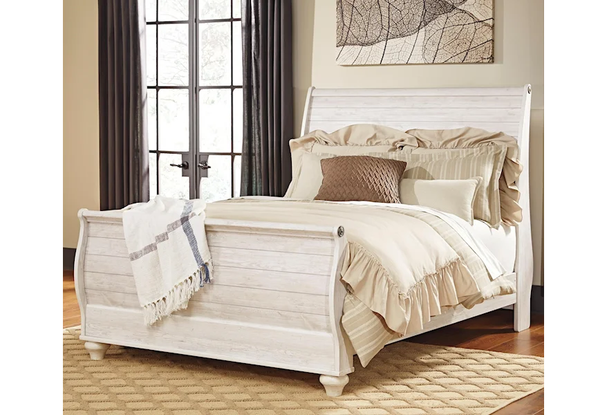 Willowton Queen Sleigh Bed by Signature Design by Ashley at VanDrie Home Furnishings