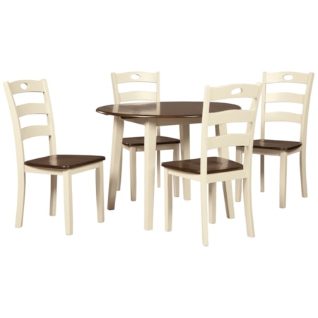 5-Piece Round Drop Leaf Table Set