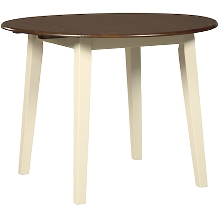 Two-Tone Finish Round Dining Room Drop Leaf Table